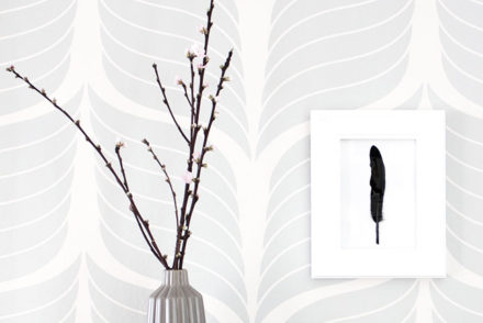 DIY wall art with black feather